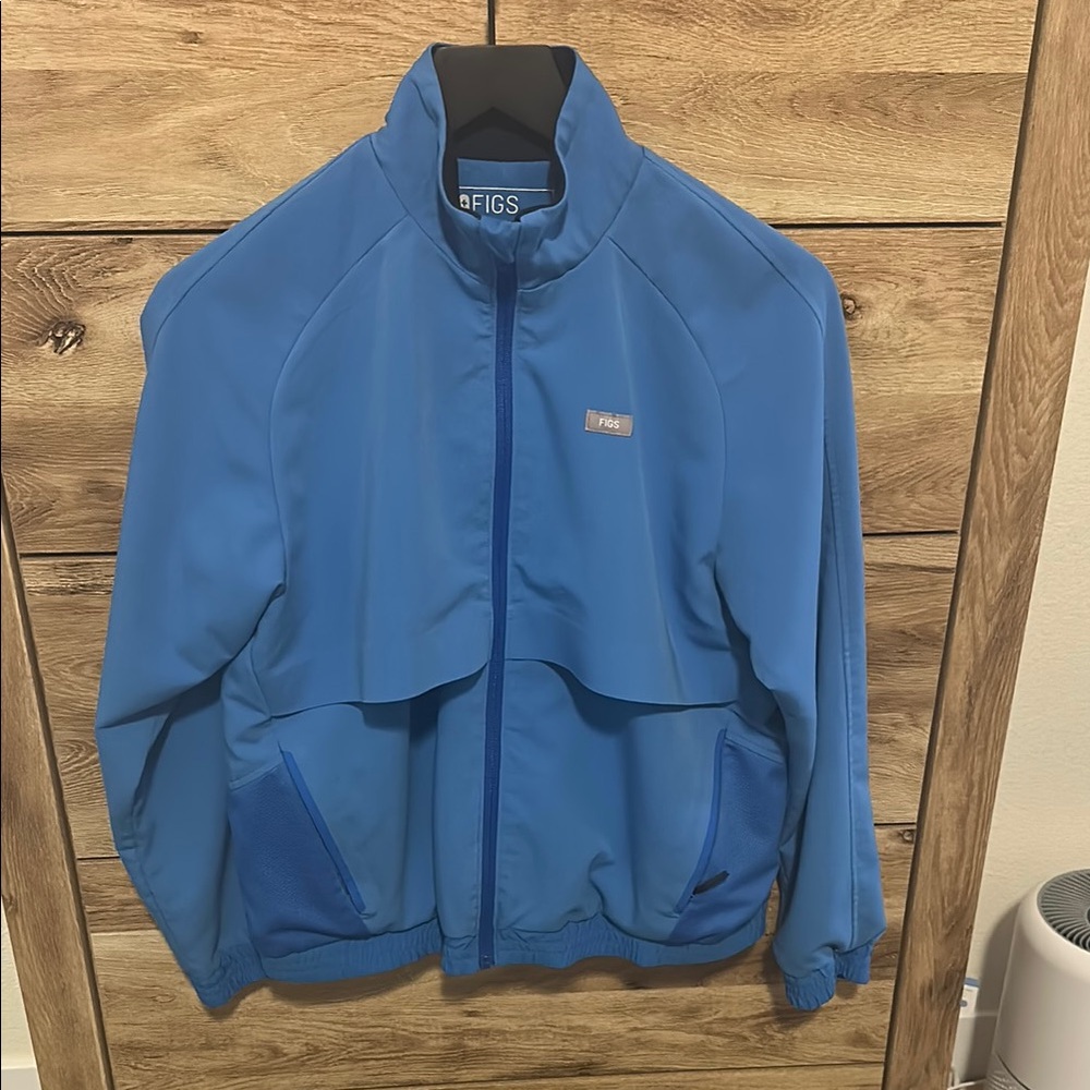 Figs Blue Windbreaker Jacket Casual Sporty Design